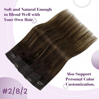 Echthaar Balayage Wire Extensions Ombre Braun 45cm
