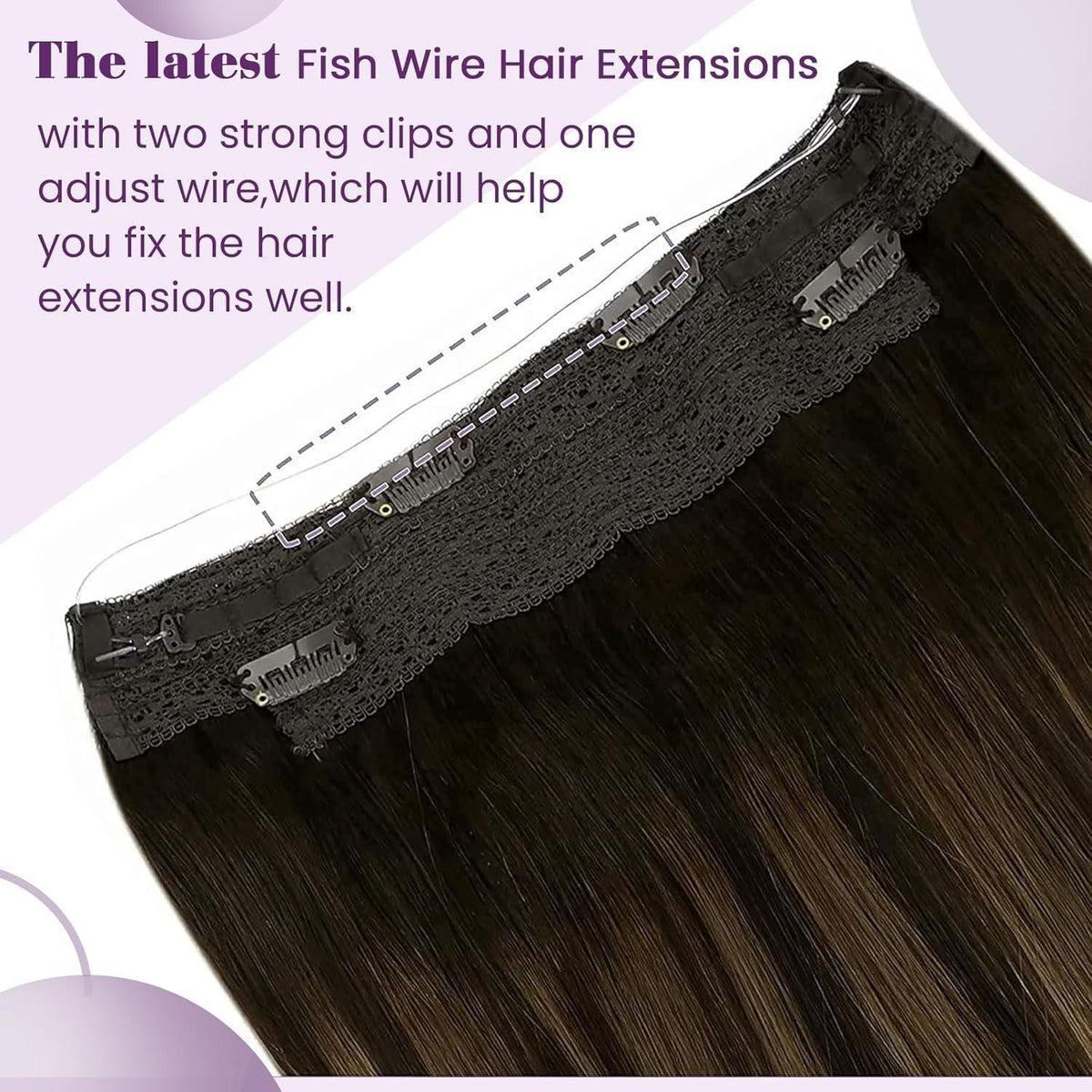 Echthaar Balayage Wire Extensions Ombre Braun 45cm