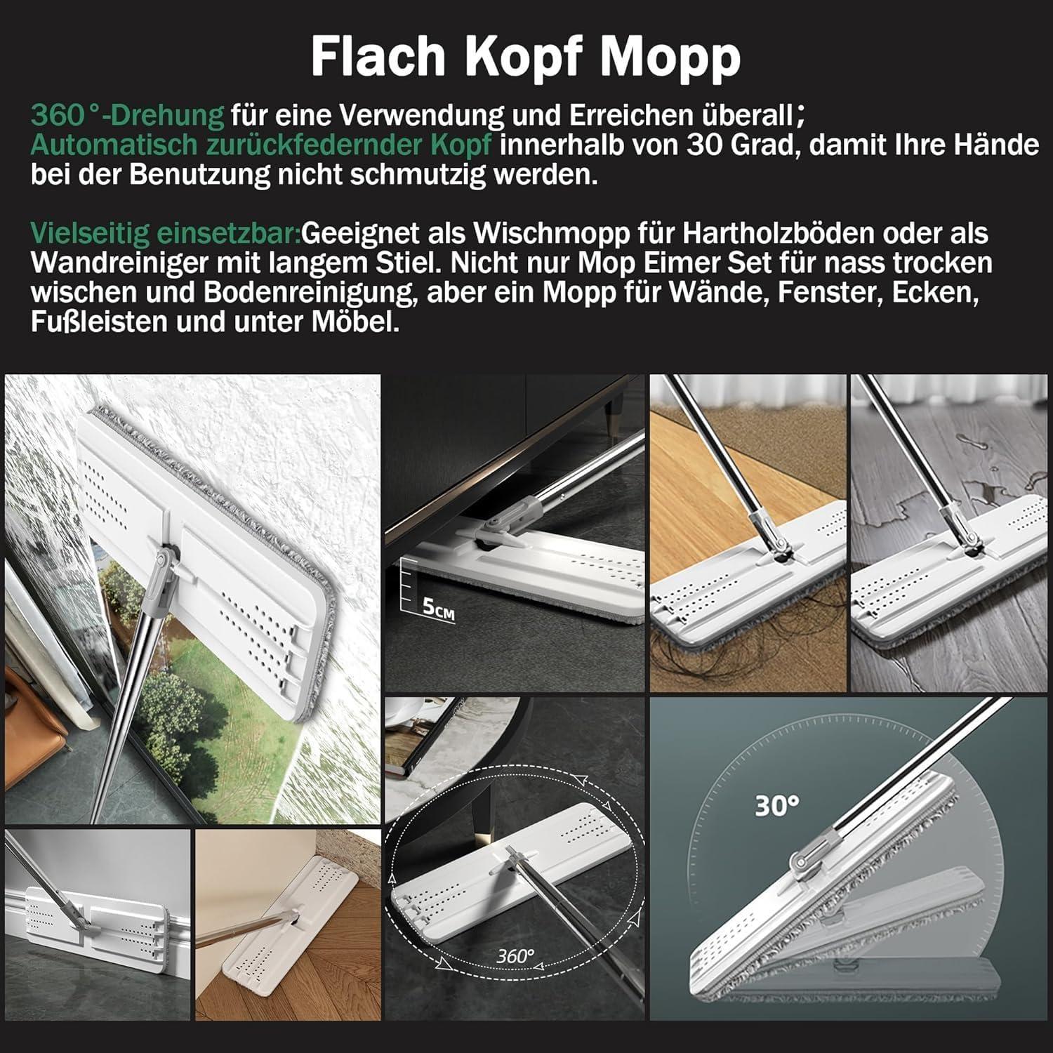 Premium Fiber Flacher Wischmoppkopf mit Mikrofaser-Pad