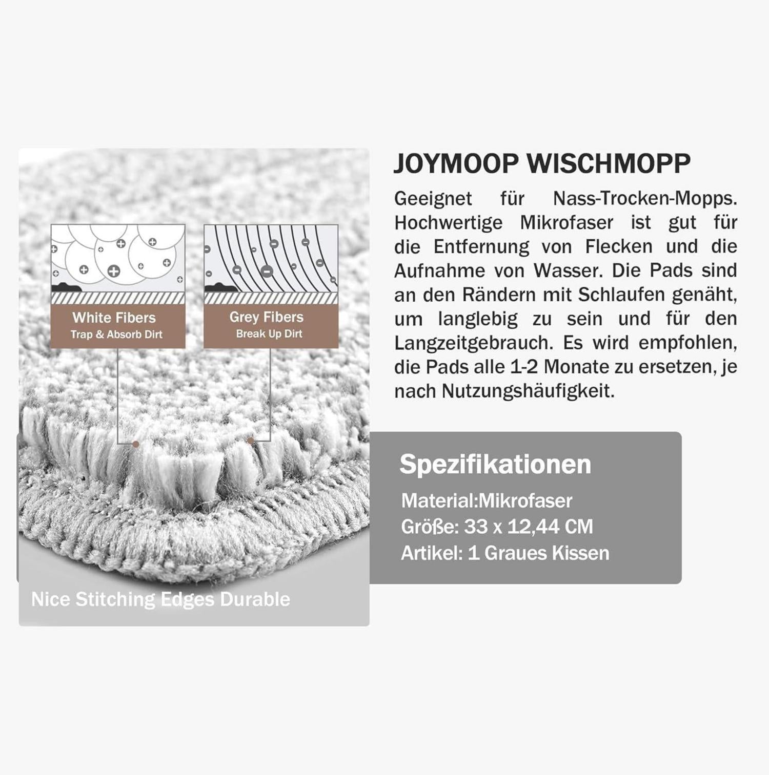JOYMOOP Flacher Wischmoppkopf mit Mikrofaser-Pad - 1 Packung