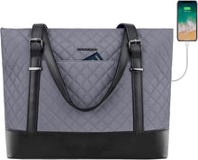 Laptoptasche Damen Handtasche Grau 15,6 Zoll Tote Bag