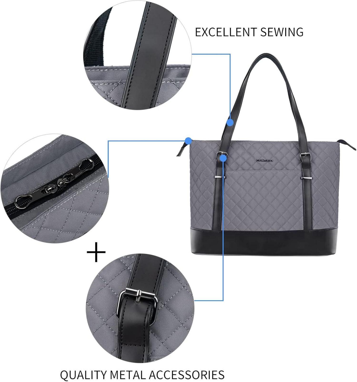KROSER Laptop Damen Handtasche Grau 15,6 Zoll Tote Bag Business/Schule/Reisen
