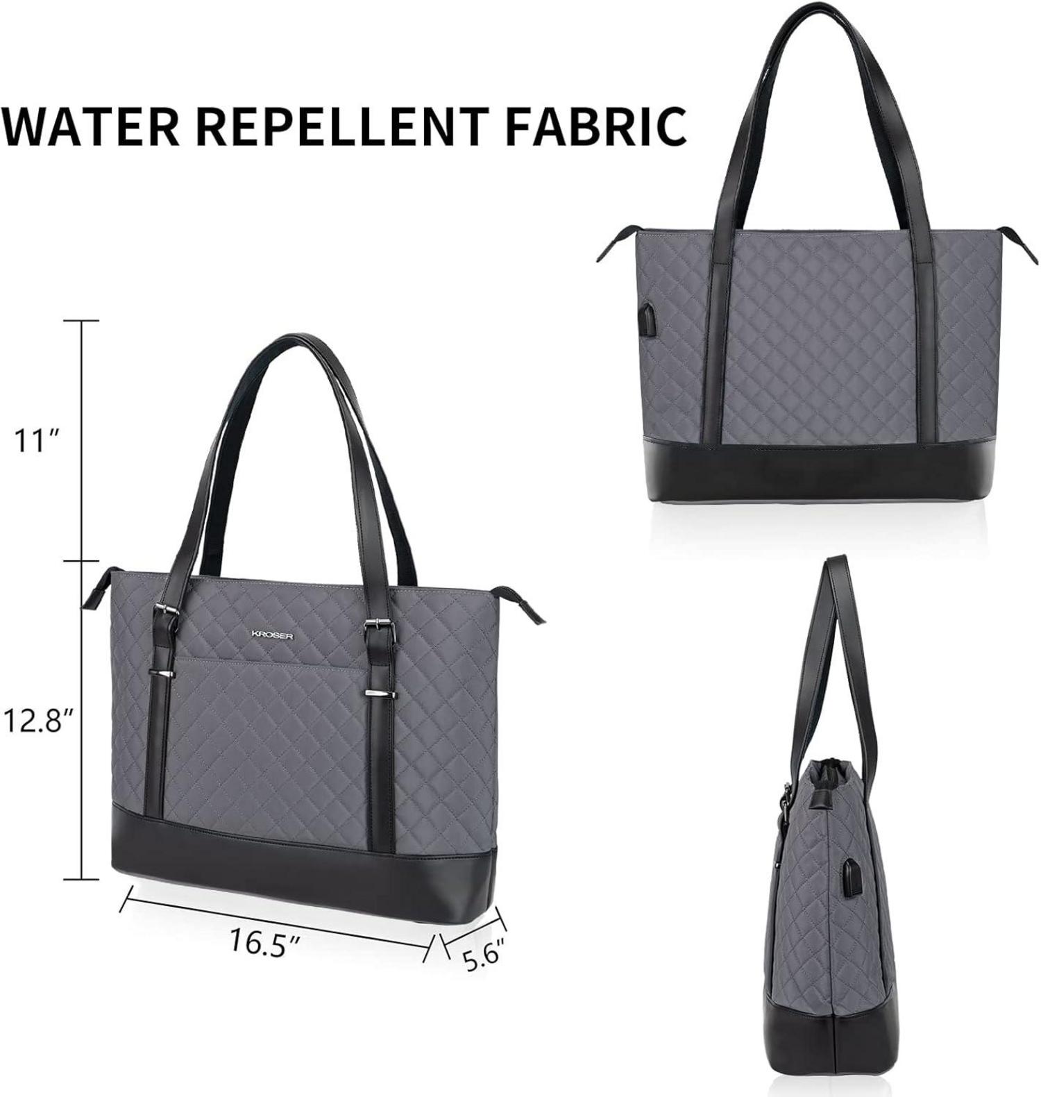 KROSER Laptop Damen Handtasche Grau Elegant 15,6 Zoll Tote Bag Business/Schule
