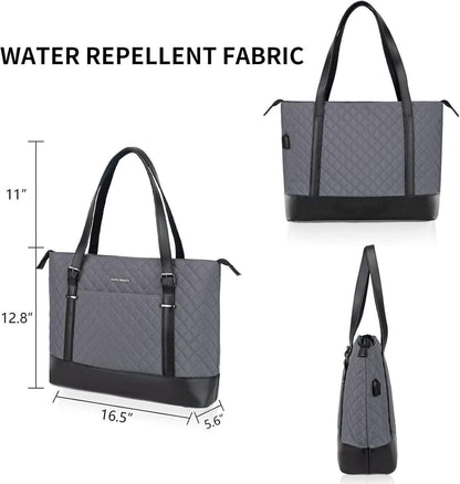 KROSER Laptop Damen Handtasche Grau Elegant 15,6 Zoll Tote Bag Business/Schule