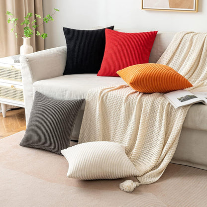 2er Pack Kissenbezüge Kordsamt 30x50cm Grau Sofakissenhüllen