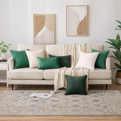 Kordsamt Kissenbezug 45x45 cm Beige 2er Set