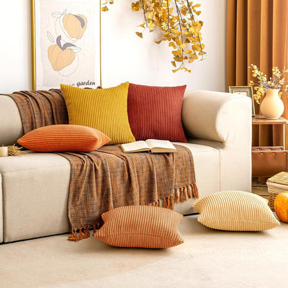 EMEMA Kordsamt Kissenbezug 30x50cm Strohgelb Weiche Dekoration Sofa