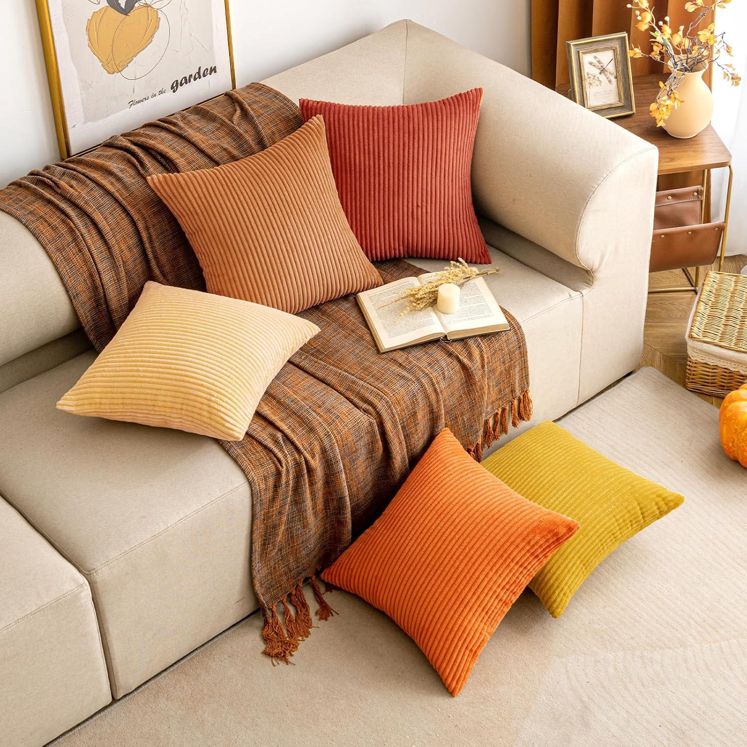 Kord Sofa Kissenbezug 30x50 Strohgelb 2er Set Weicher Dekorative