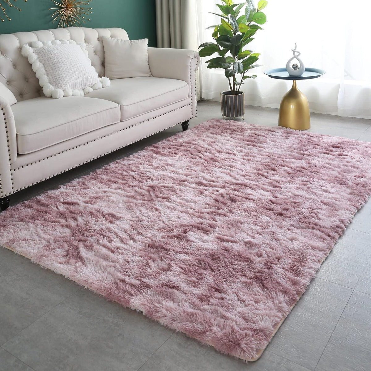 Weicher Hochflor Shaggy Teppich 120x160 cm Rosa Lila