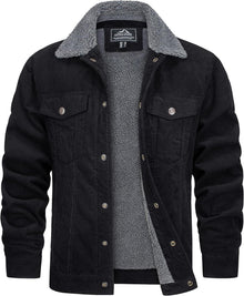 Gefütterte Cordjacke mit Teddyfell für Herren Schwarz Teddyfell-Kragen