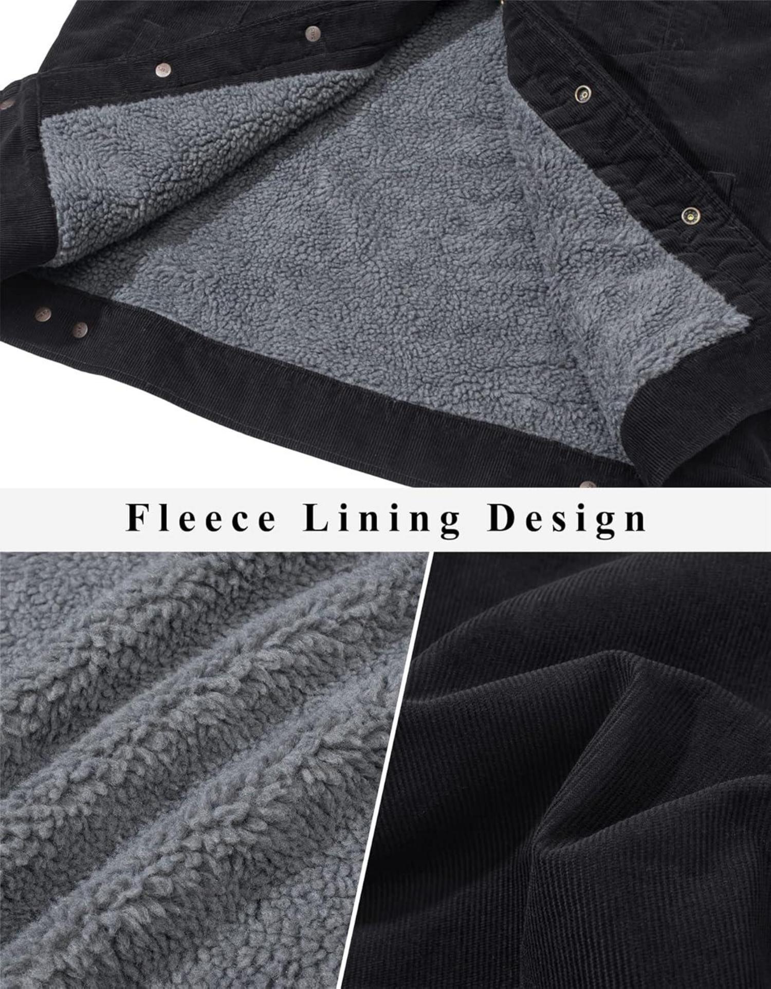Herren Cordjacke Teddyfell gefüttert Übergangsjacke Winter Jacke S Schwarz