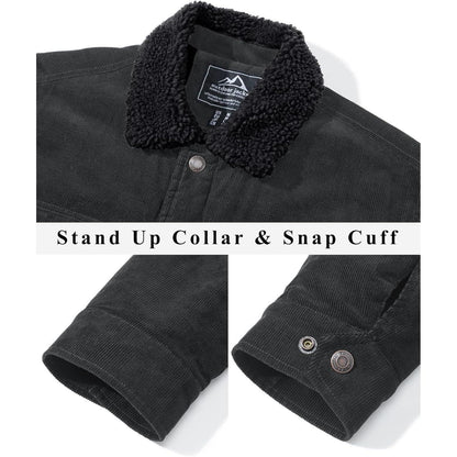 Herren Cordjacke gefüttert mit Teddyfell - Dunkelgrau XL