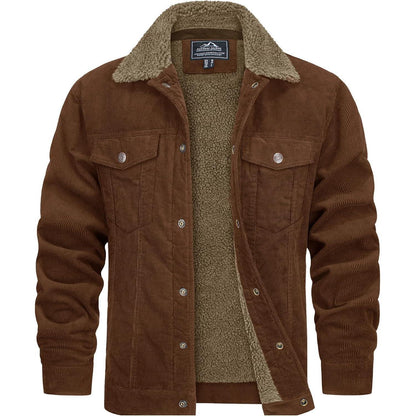 Herren Cordjacke mit Teddyfell-Kragen – Warme Übergangsjacke
