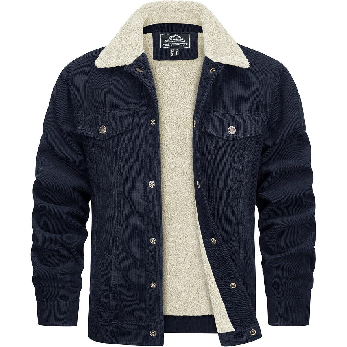 Herren Cordjacke mit Teddyfell-Kragen – Warme Übergangsjacke