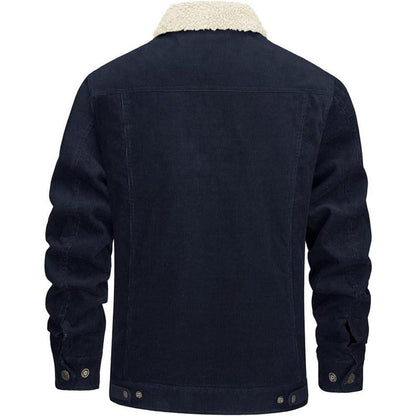 Herren Cordjacke mit Teddyfell-Kragen – Warme Übergangsjacke