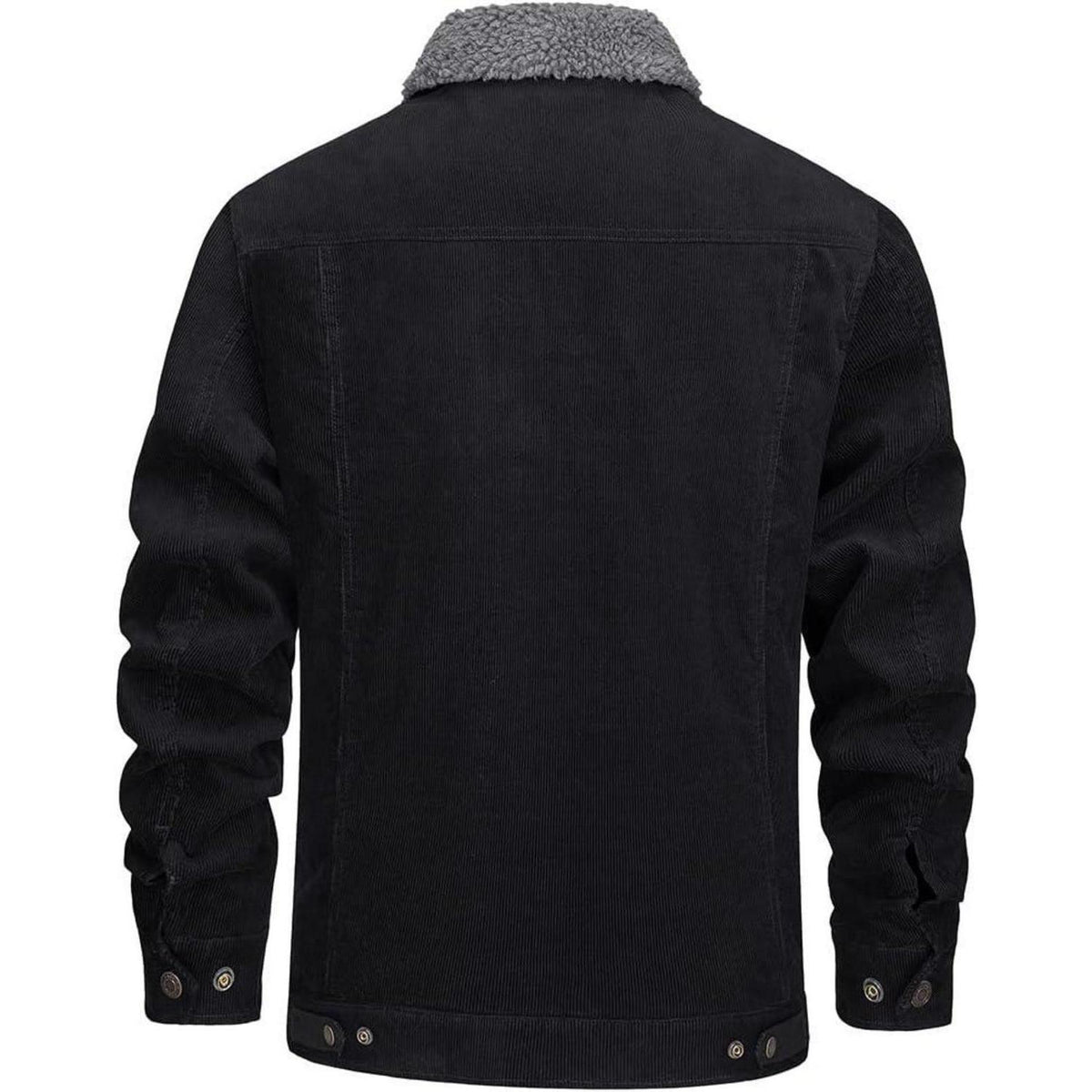Herren Cordjacke gefüttert mit Teddyfell - Warme Übergangsjacke Schwarz XL