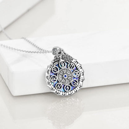 Wikinger Kompass Halskette Drache Vegvisir Anhänger Sterling Silber