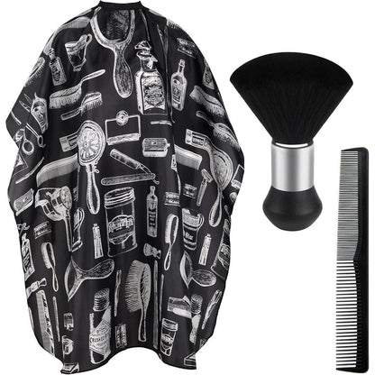 Friseurumhang Set mit Nackenbürste und Kamm, wasserdicht