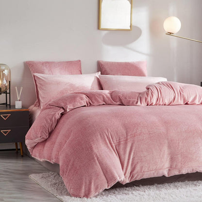 Damier Winter Plüsch Bettwäsche Set Rosa 220x240cm