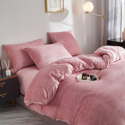 Damier Winter Plüsch Bettwäsche Set Rosa 220x240cm