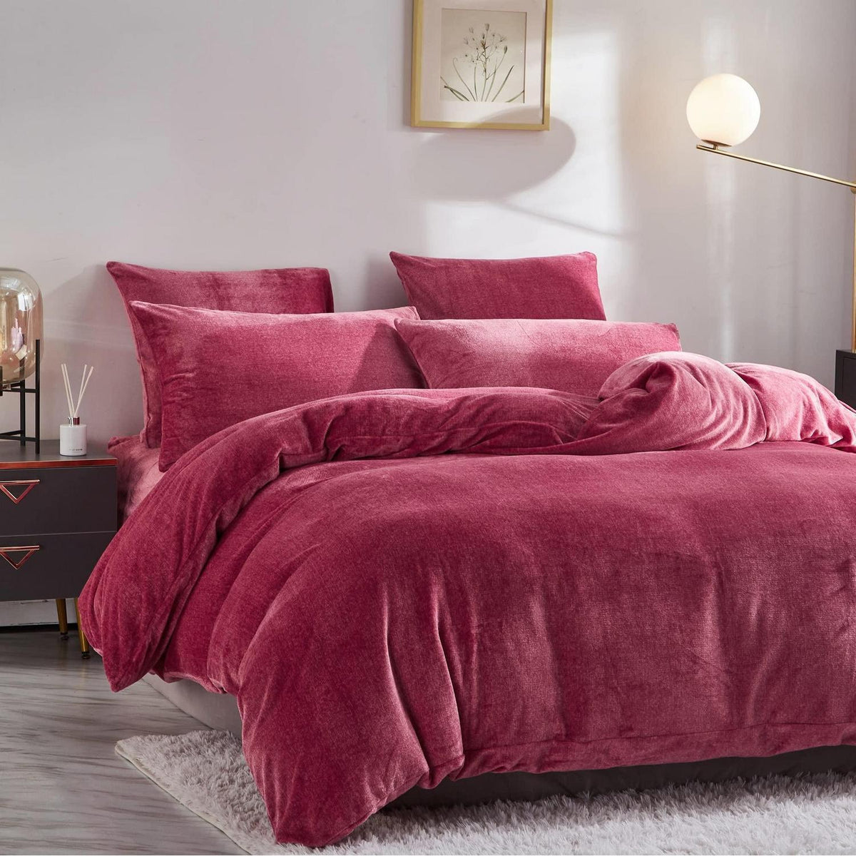 Warme Damier Winter Bettwäsche Set 220x240cm Rot
