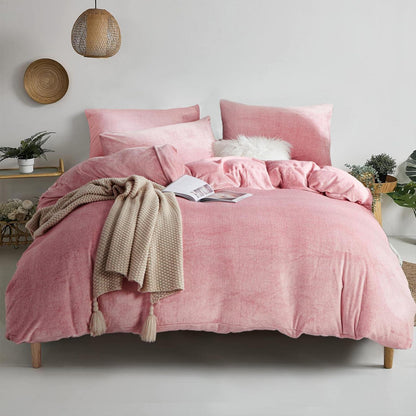 Damier Winter Plüsch Bettwäsche Set Rosa 200x220cm