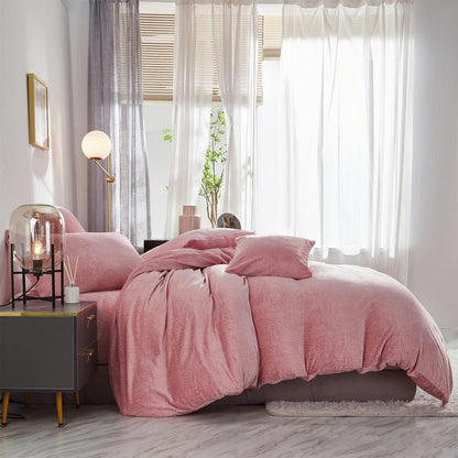 Damier Winter Plüsch Bettwäsche Set Rosa 200x220cm