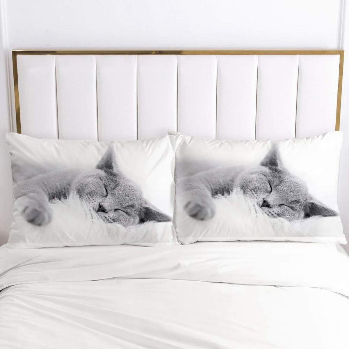 Katzen Bettwäsche Set 135x200cm - Weiß für Kinder