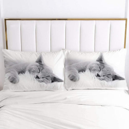 Katzen Bettwäsche Set 135x200cm - Weiß für Kinder