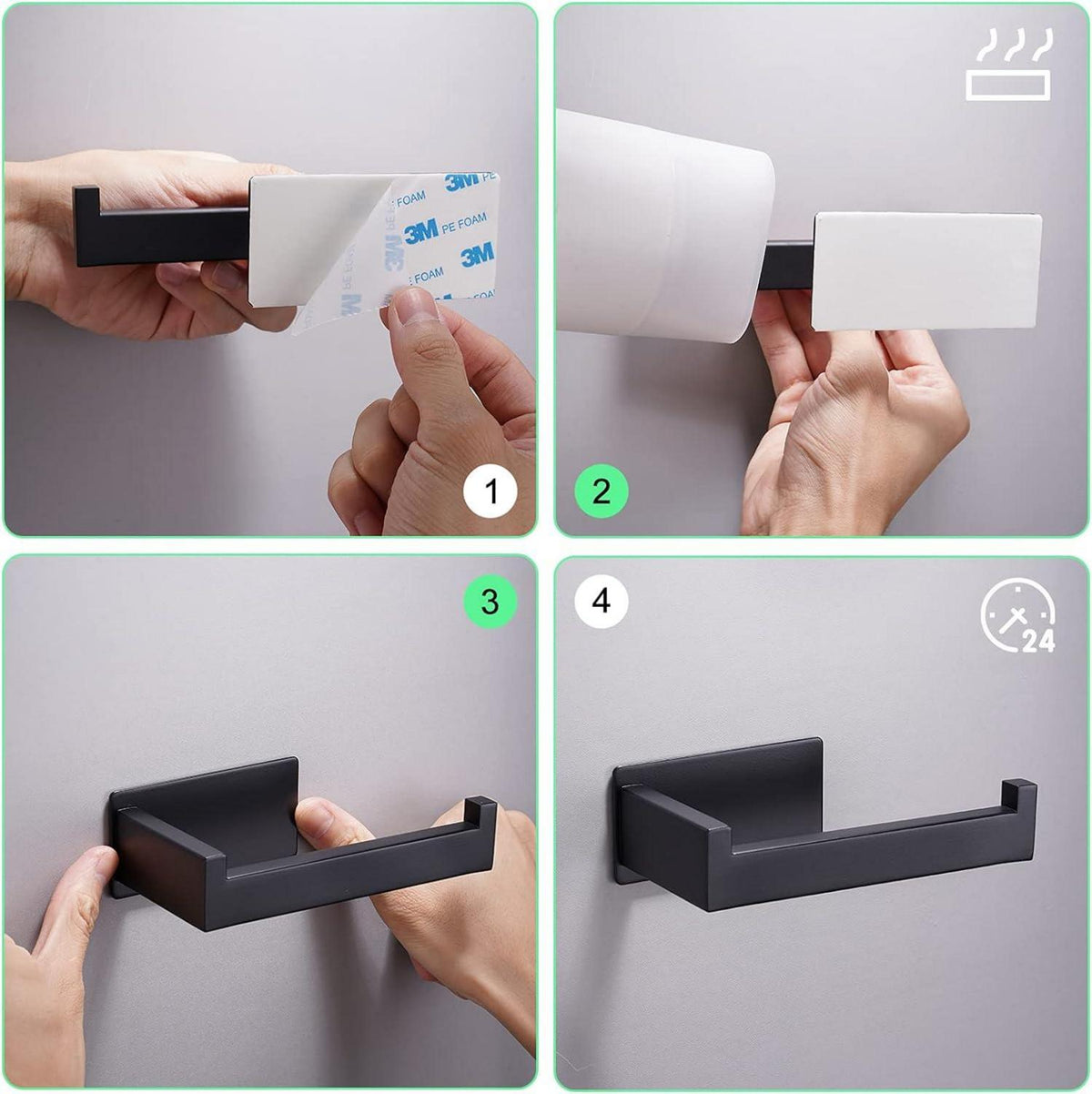 Toilettenpapierhalter ohne Bohren Selbstklebend Edelstahl Schwarz