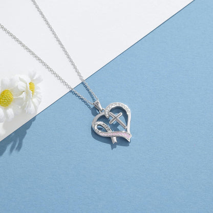 Brustkrebs Halskette Sterlingsilber Kreuz rosa Band Anhänger Überlebende Geschenk
