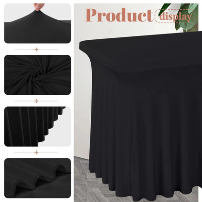 3x Spandex Tischrock 6FT – Schwarz, Rechteckig, Knitterfrei