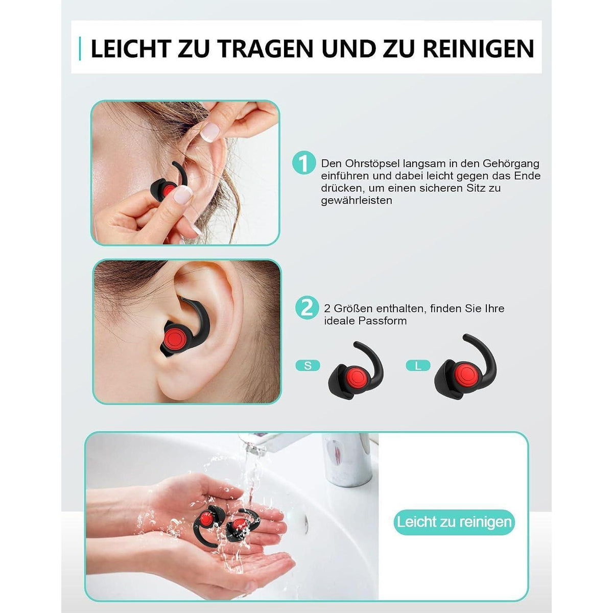 Schlaf-Ohrstöpsel Silikon - Geräuschreduzierung S/L