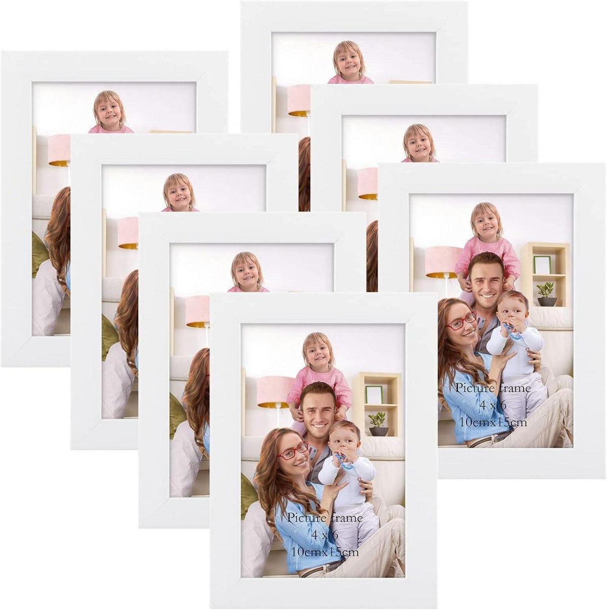 Bilderrahmen 7er Set 10x15cm Moderne Weiß Fotorahmen Set