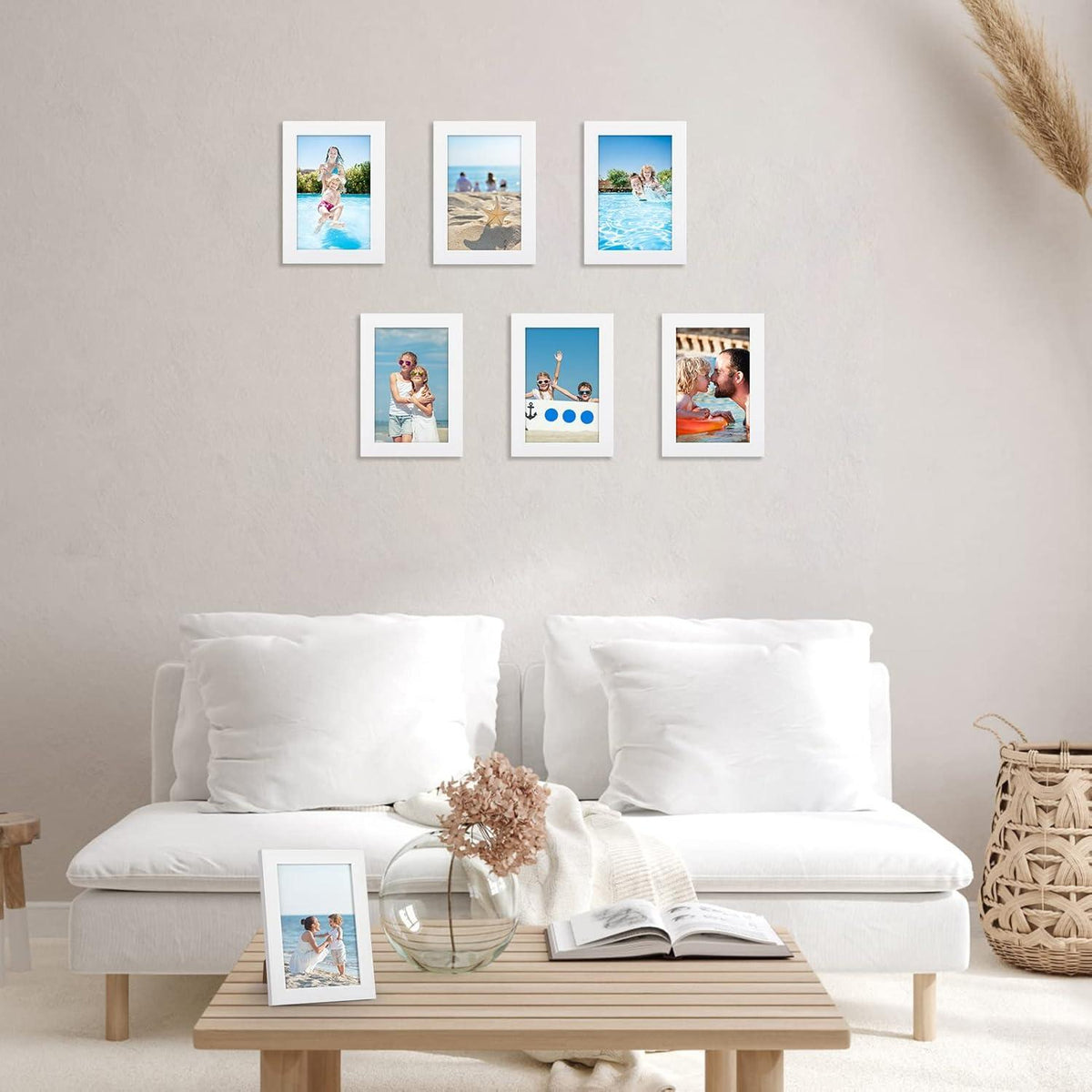 Bilderrahmen 7er Set 10x15cm Moderne Weiß Fotorahmen Set