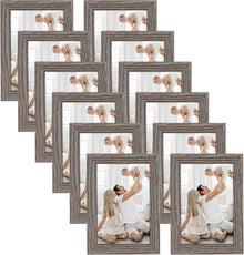 12er Set Graue Galerierahmen 10x15 cm für Fotos und Bilder, Wand- oder