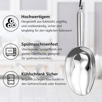 Edelstahl Eisschaufel 5 Unzen für Küche Bar Hochzeit Buffet