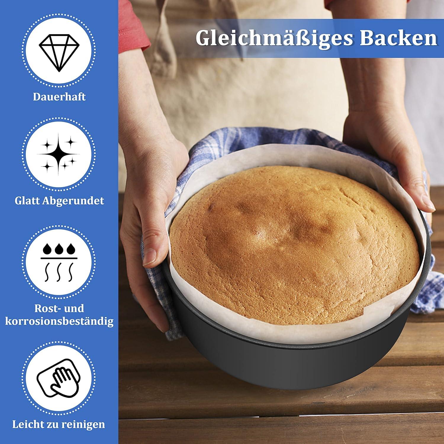 Homikit Edelstahl Runde Kuchenform Backformen Set 2er 16 cm Antihaftbeschichtet