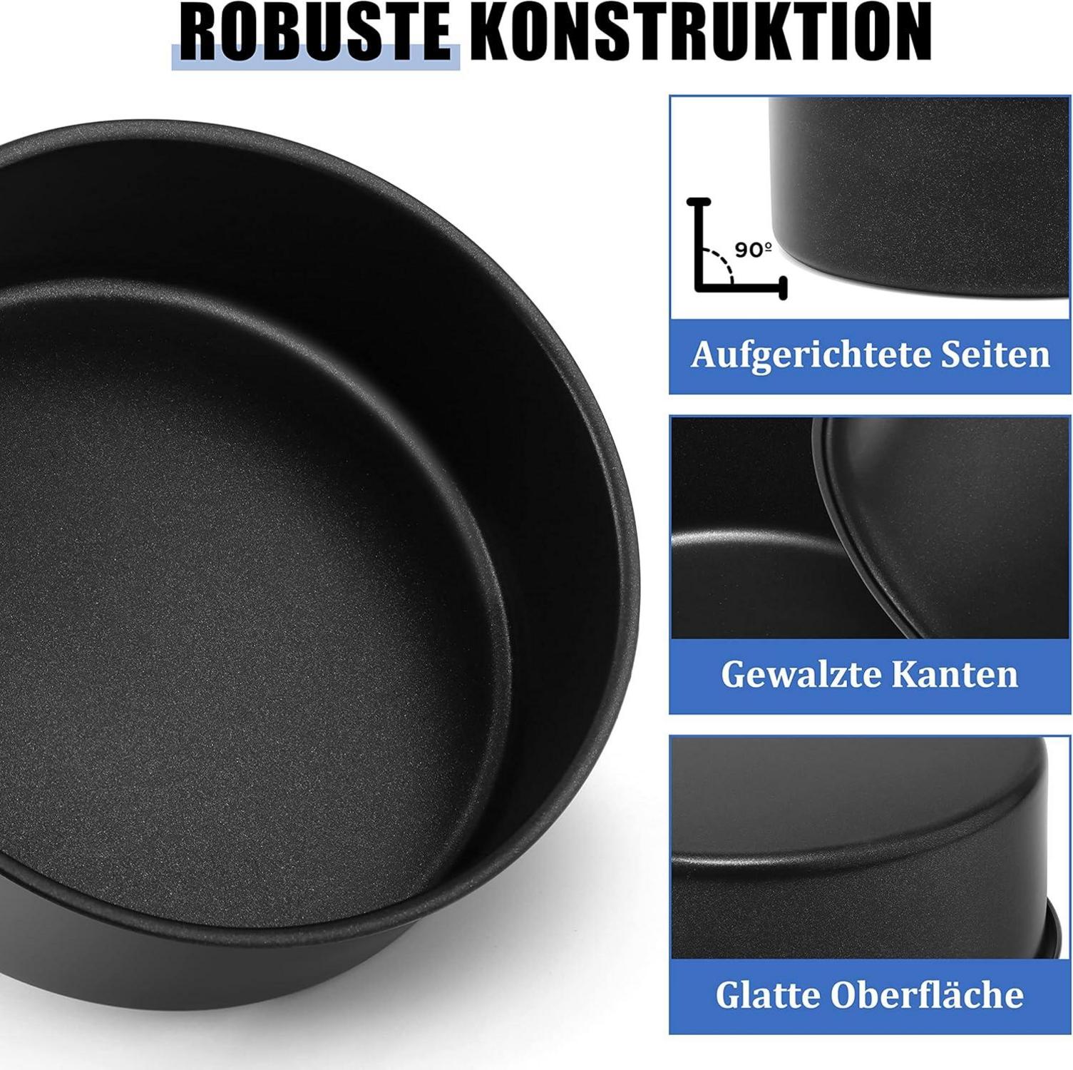 Homikit 20cm Edelstahl Kuchenform Backform Set mit Antihaftbeschichtung