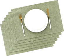 Abwaschbare Stoff Tischsets 6er Set Grün Leinen Platzdeckchen 48 x 33