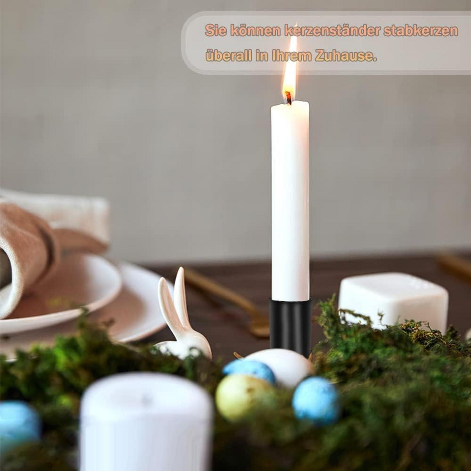 Kerzenhalter Adventskranz Stabkerze Retro Schwarz 11cm 4er Set