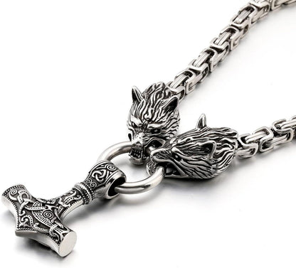 Wikinger Thors Hammer Halskette Edelstahl Runen Schmuck