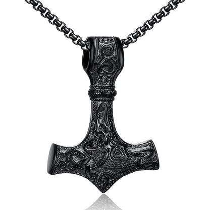 AFSTALR Thors Hammer Halskette - Wikinger Schmuck Edelstahl