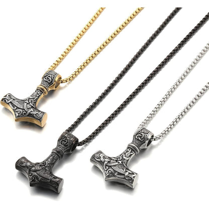 AFSTALR Thors Hammer Halskette - Wikinger Schmuck Edelstahl