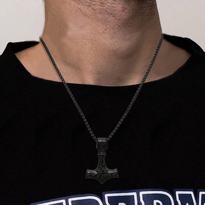 AFSTALR Thors Hammer Halskette - Wikinger Schmuck Edelstahl