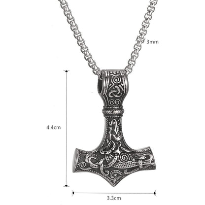 AFSTALR Thors Hammer Halskette - Wikinger Schmuck Edelstahl