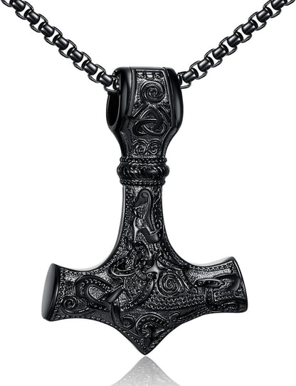Wikinger Hammer Halskette Edelstahl Thor Mjolnir Runen Viking