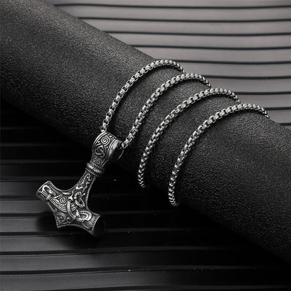 Wikinger Thors Hammer Halskette Edelstahl Mjolnir Runen