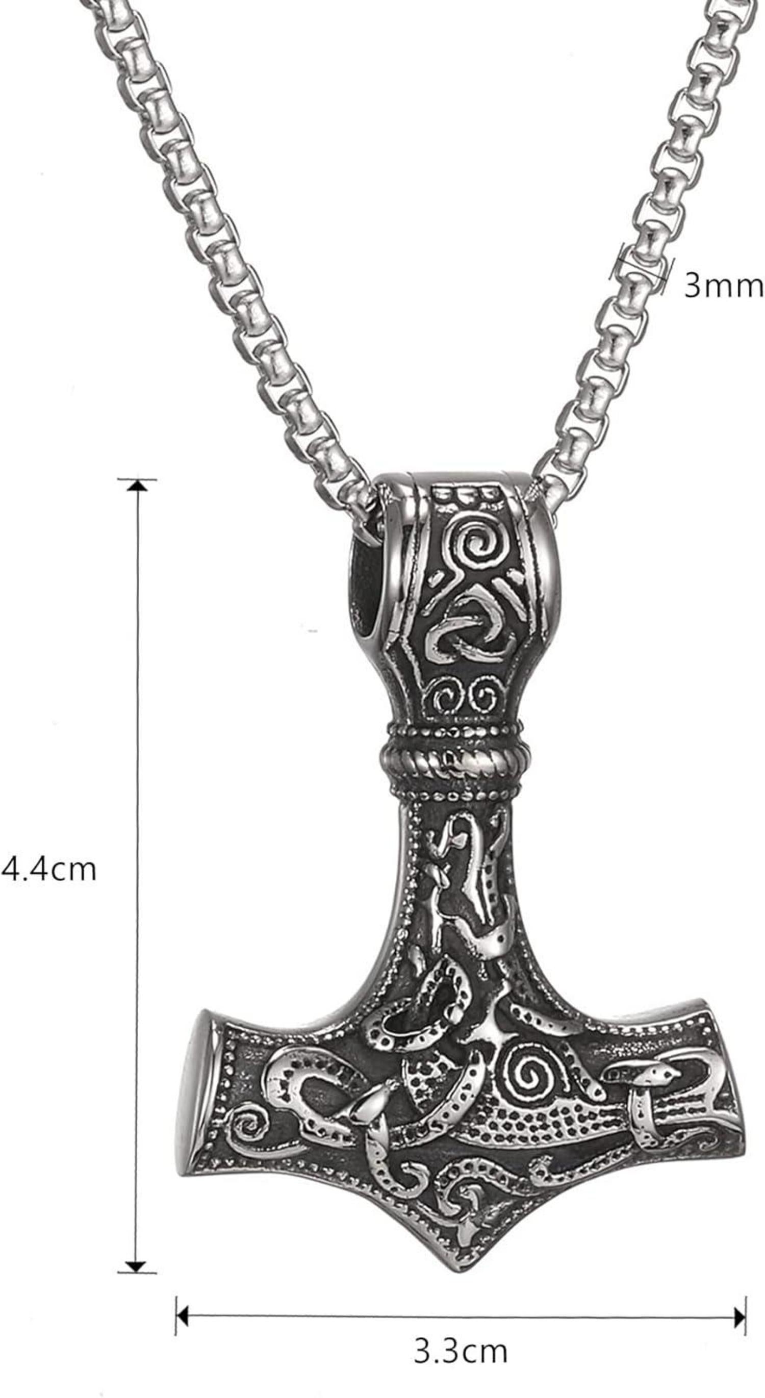 Wikinger Thors Hammer Halskette Edelstahl Runen Geschenk Männer 70cm
