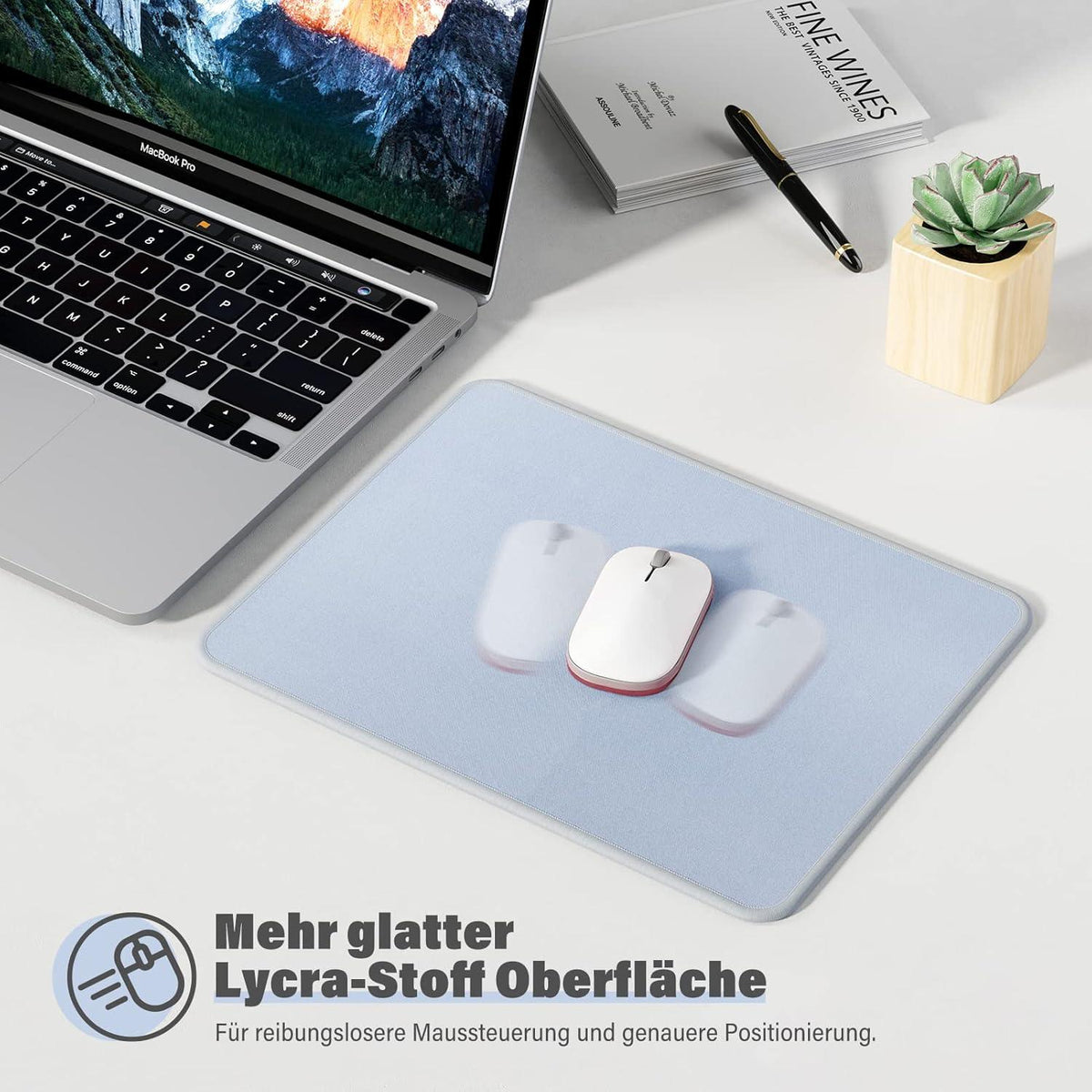 Blau Mauspad 275×215mm [30% Größer] mit Vernähte Kanten und